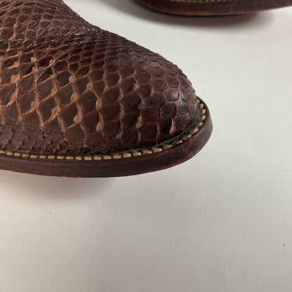 Vintage Dan Post Brown Front Cut Python Cowboy Boots 9.5 D Snakeskin USA Made