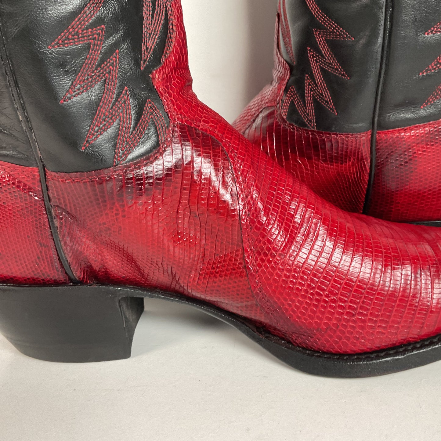 Vintage Justin Teju Lizard Cowgirl Boots | USA Made | Ruby Red | Women’s 7.5 B
