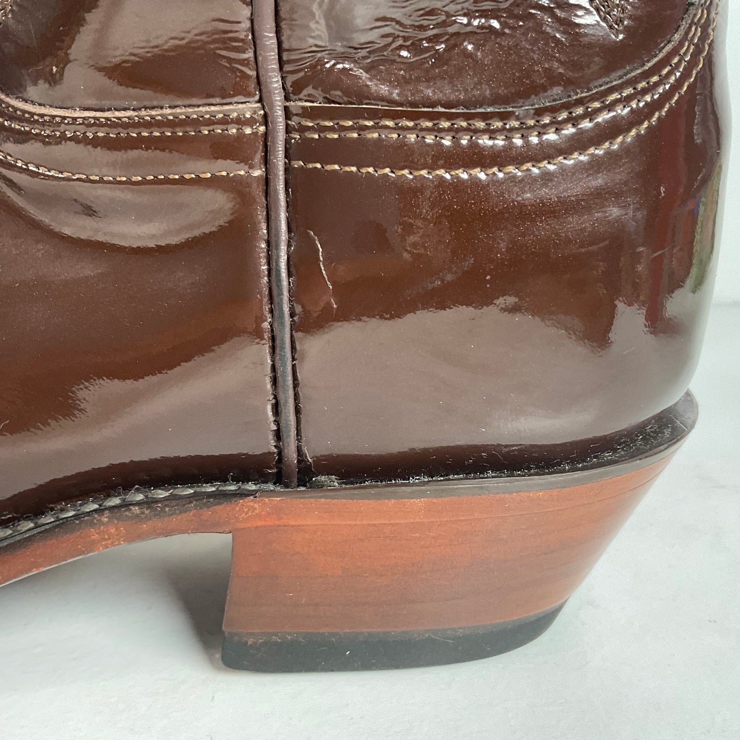 Lucchese Patent Leather Cowgirl Boots | Brown | Women’s 10