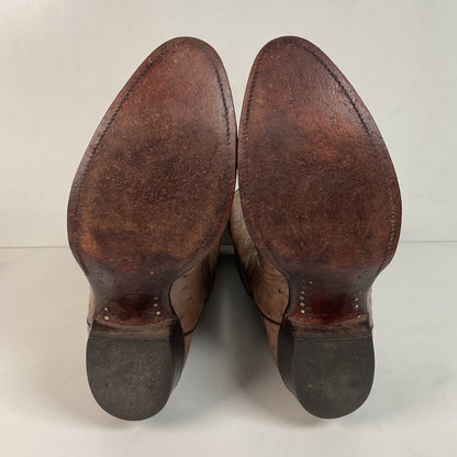 Justin Full Ostrich Quill Cowboy Boots 10 E USA Made Exotic