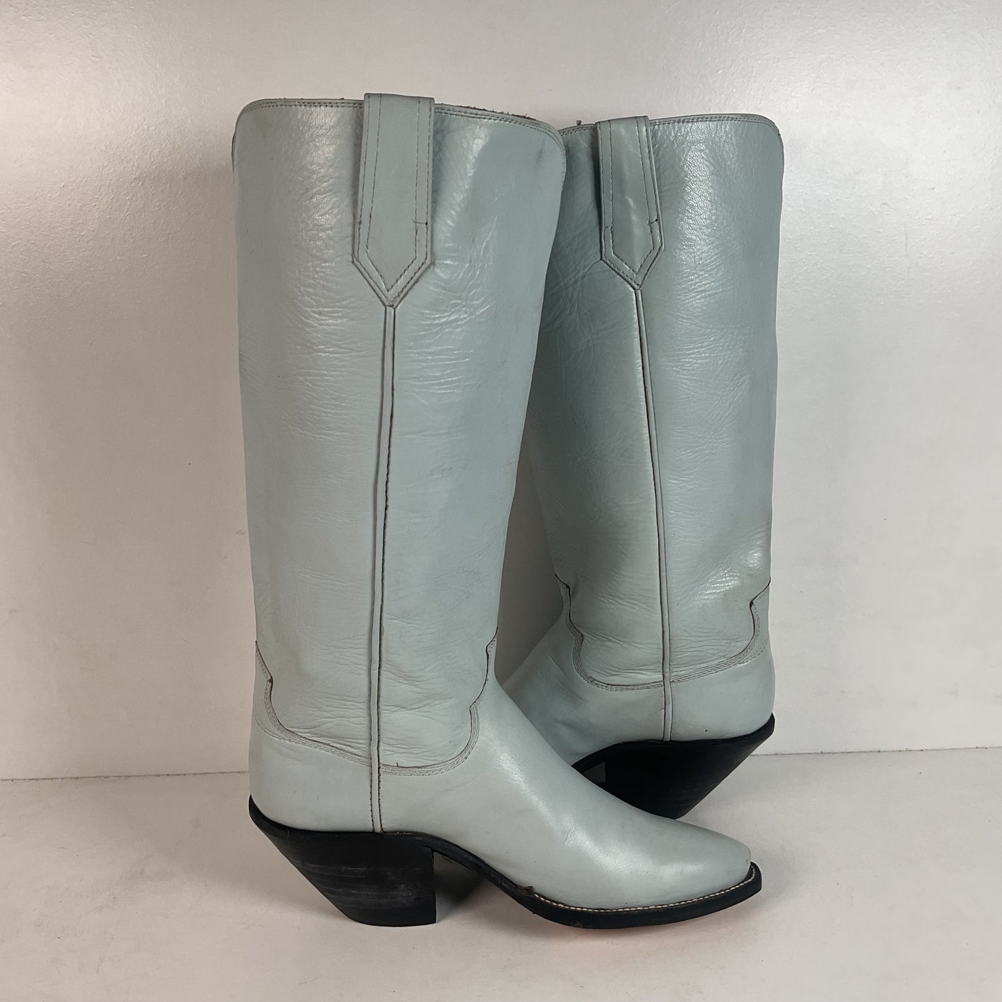 Custom Tall Top Cowboy Boots 11 Wide Shooter Style Off White