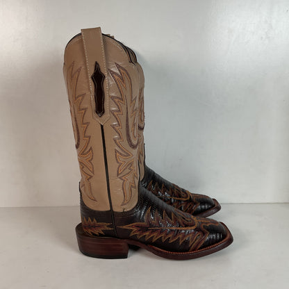 Lucchese Teju Lizard Cowgirl Boots 5 B Creme Stitched