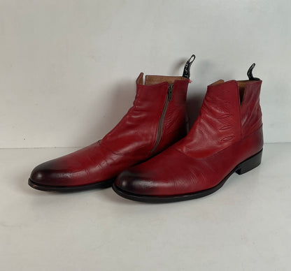 John Fluevog Twin Turbine Zipper Boot | Red Spat | Men’s 10