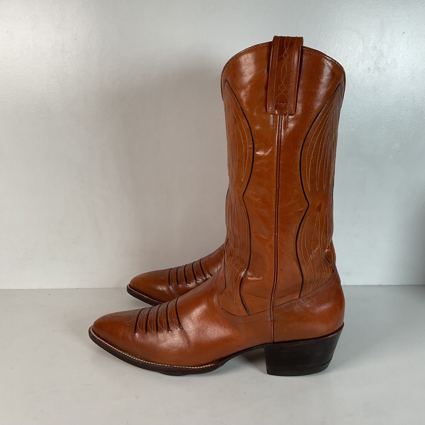 Vintage Dan Post Line Dancing Cowboy Boots 12 B Made in Spain
