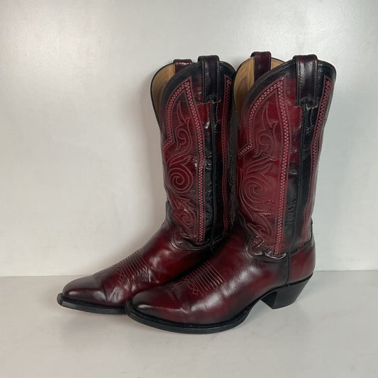 Vintage Justin Oxblood Cowboy Boots 9 D French Toe USA Made