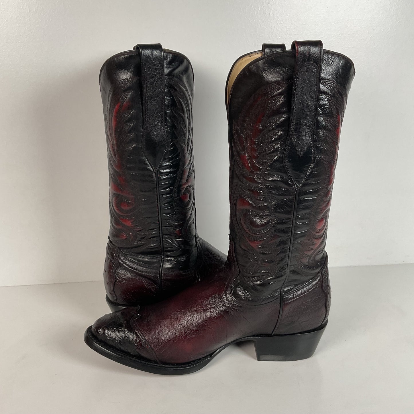 Corral Smooth Ostrich Cowboy Boots | Black Cherry | Men’s 6 EE | Women’s 7