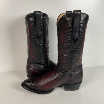 Corral Smooth Ostrich Cowboy Boots | Black Cherry | Men’s 6 EE | Women’s 7