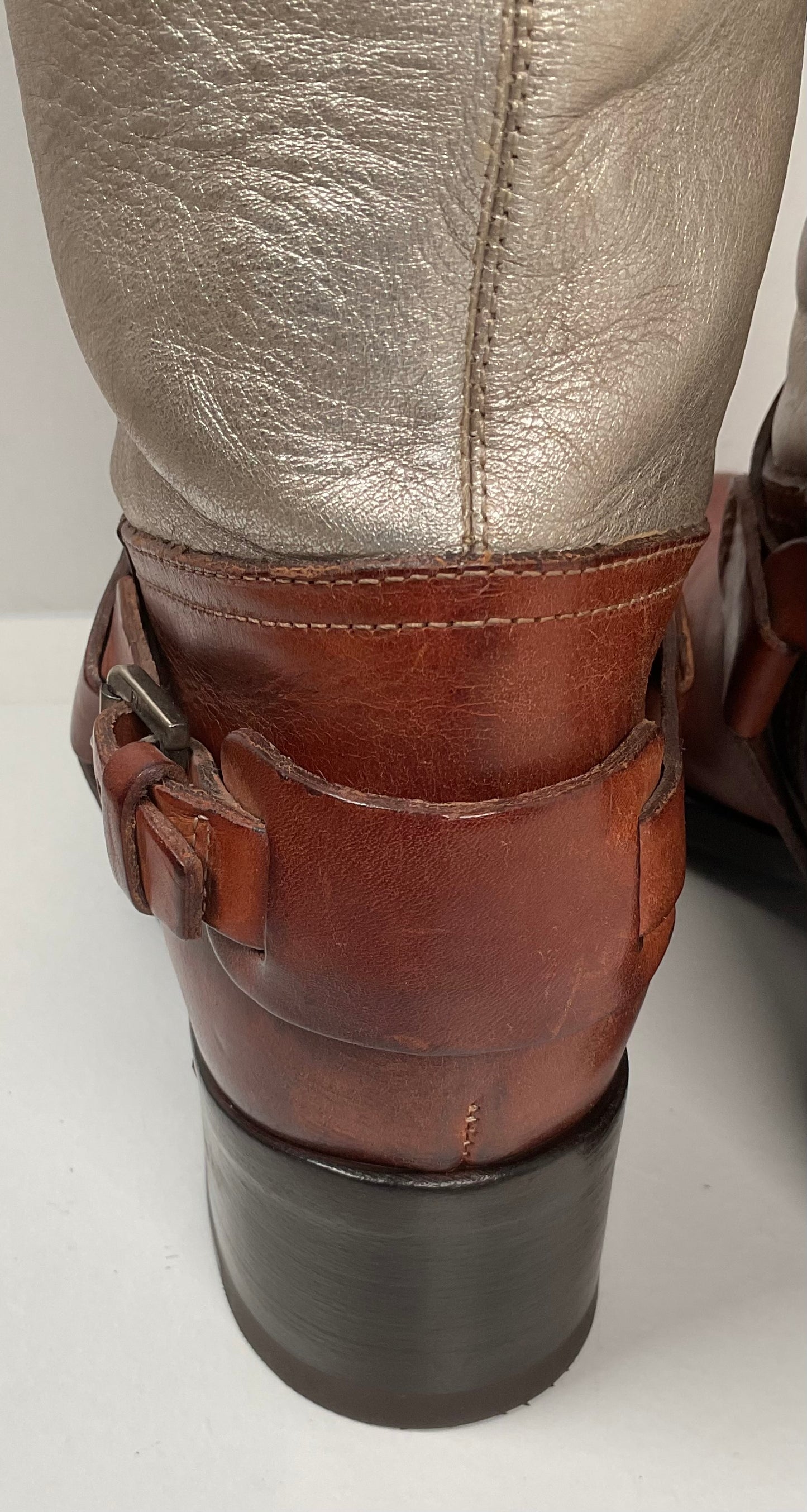 Ralph Lauren Purple Label Riding Boots 7.5 B Harness Metallic