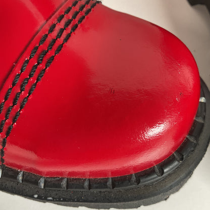 Underground England Lace Up Boots | Safety Toe | Cherry Red Patent | UK 6 | US 8