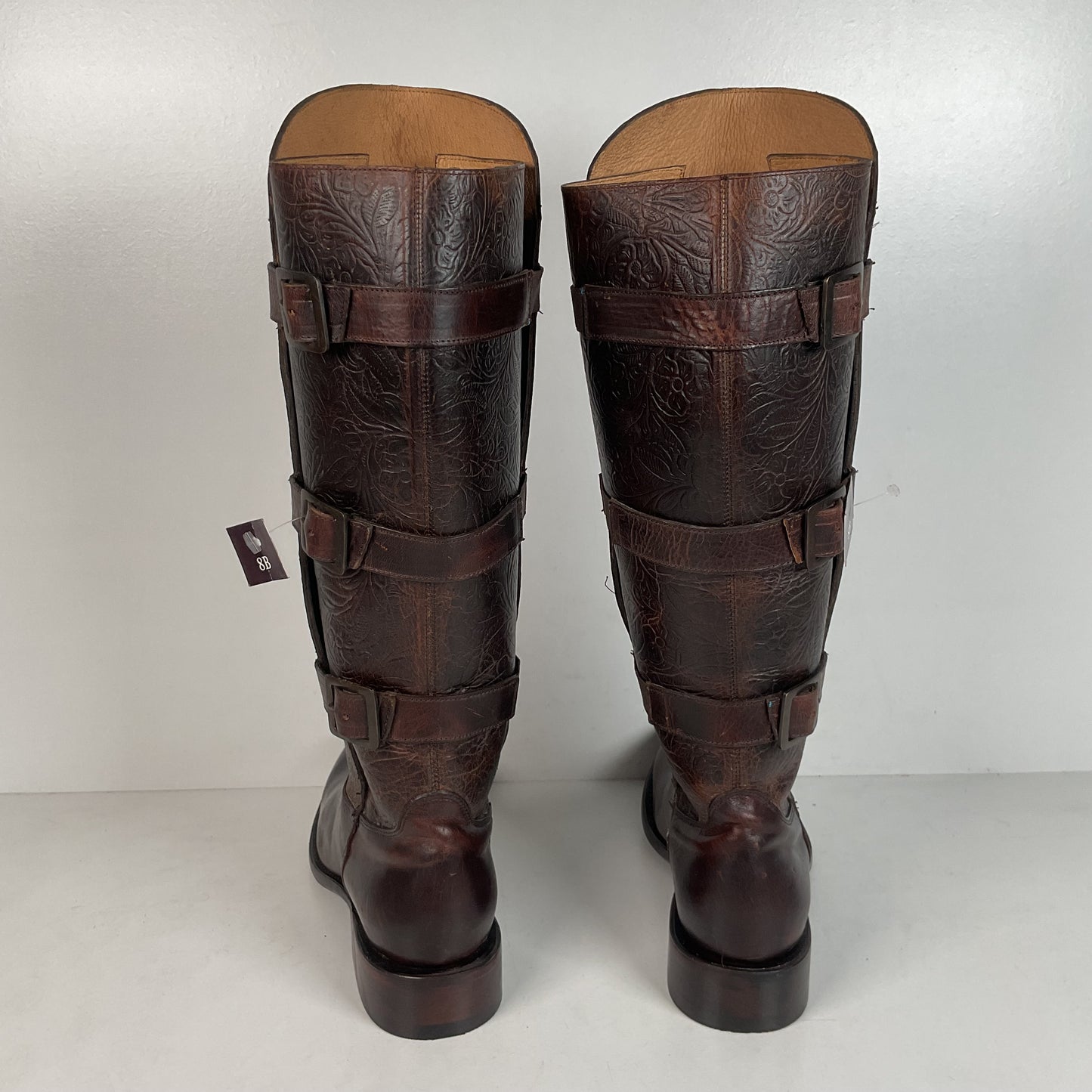 J.B. Dillon Western Riding Boots | Triple Buckle | Tooled | Women’s 8 B