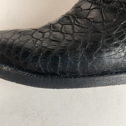 Vintage 1960s Justin Black Sea Turtle Cowboy Boots 10 D USA Made Fort Worth Label Pre-Ban