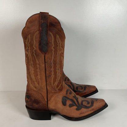 J. B. Dillon Goat Skin Cowboy Boots | Mad Dog | Tooled Inlays | Men’s 9 D