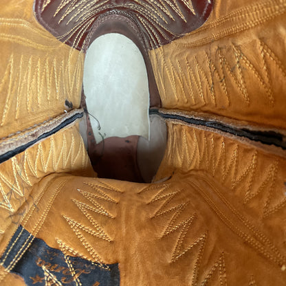 1970s Tony Lama Elephant Print Cowboy Boots 10 USA Made Gold Label