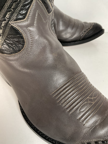 Vintage Tony Lama Grey Lizard Wingtip Cowboy Boots 10.5 D Gold Label Recraft