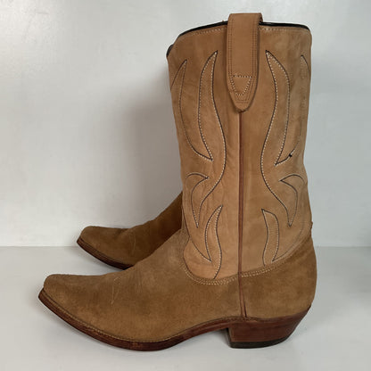 Vintage 1960s Rough Out Suede Cowboy Boots 10 D USA Made