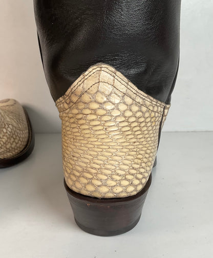 Vintage J Chisholm King Cobra Cowboy Boots 8 D Exotic Snakeskin Head Cut