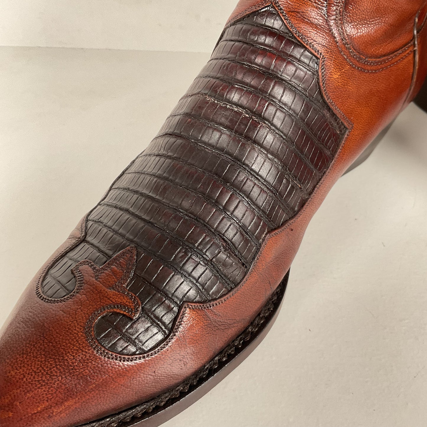 Vintage Lucchese Goat Skin Cowboy Boots | Lizard Inlay | Men’s 8.5 D