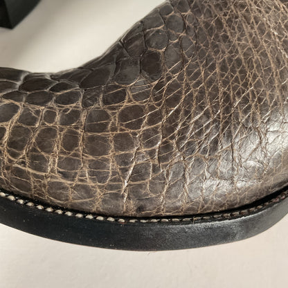 Vintage Exotic Cowboy Boots | Pre Ban | Grey | Wide | Men’s 10