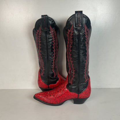 Tony Lama Tall Red Viper Snakeskin Cowgirl Boots 6 M Thieves Market