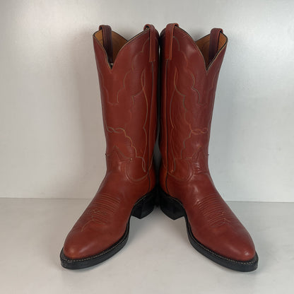 Vintage Tony Lama Rainbow Stitched Cowboy Boots 9 EE Gold Label Vibram Trucker