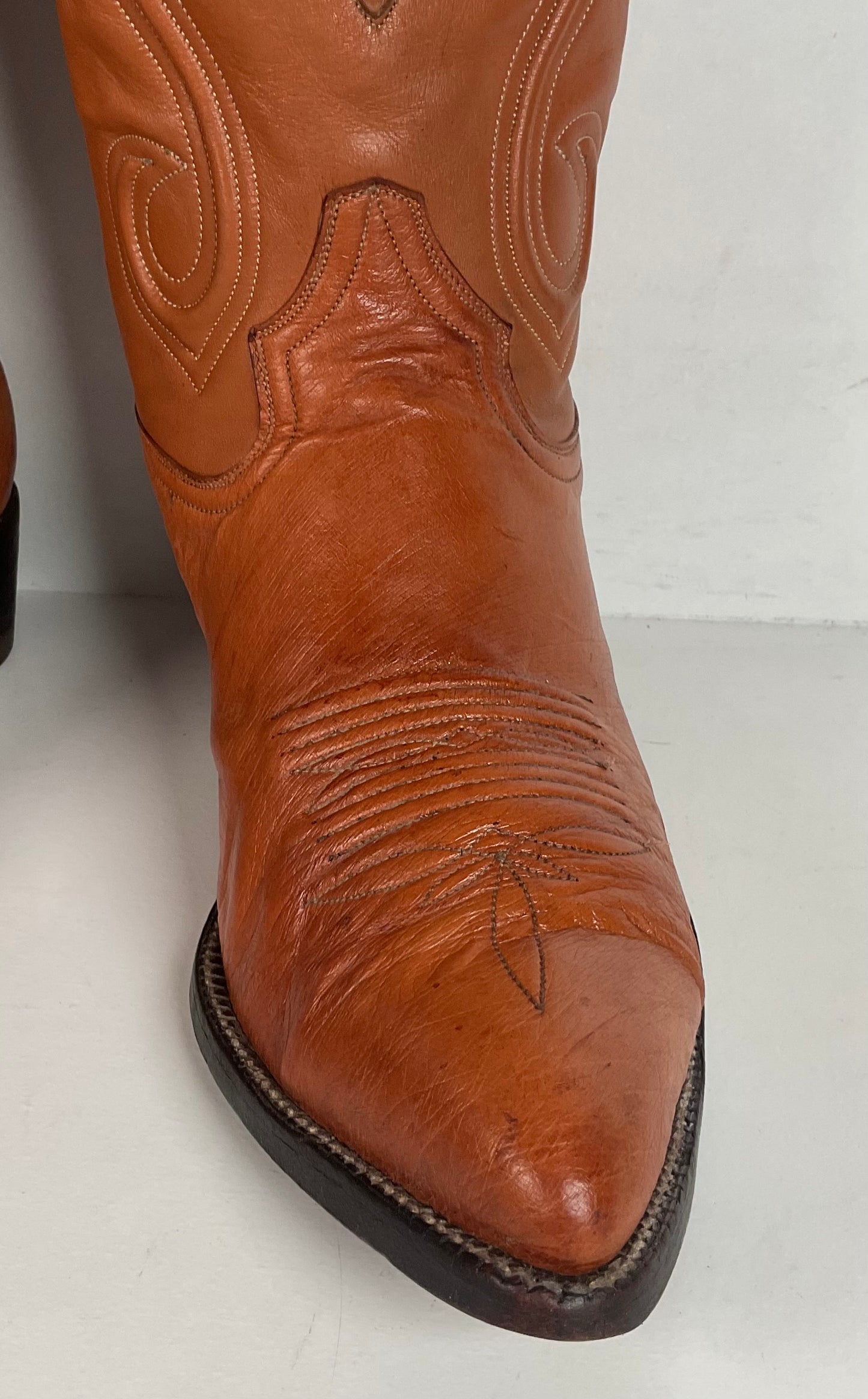 Custom Smooth Ostrich Cowboy Boots | Exotic | Tooled Inlay | Men’s 8.5