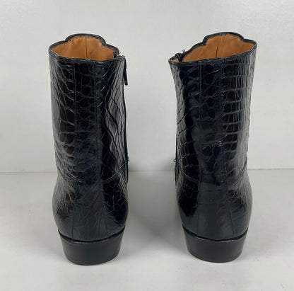 Mezlan for Avventura | Chelsea Zipper Boots | Dark Blue Crocodile | Men’s 10.5
