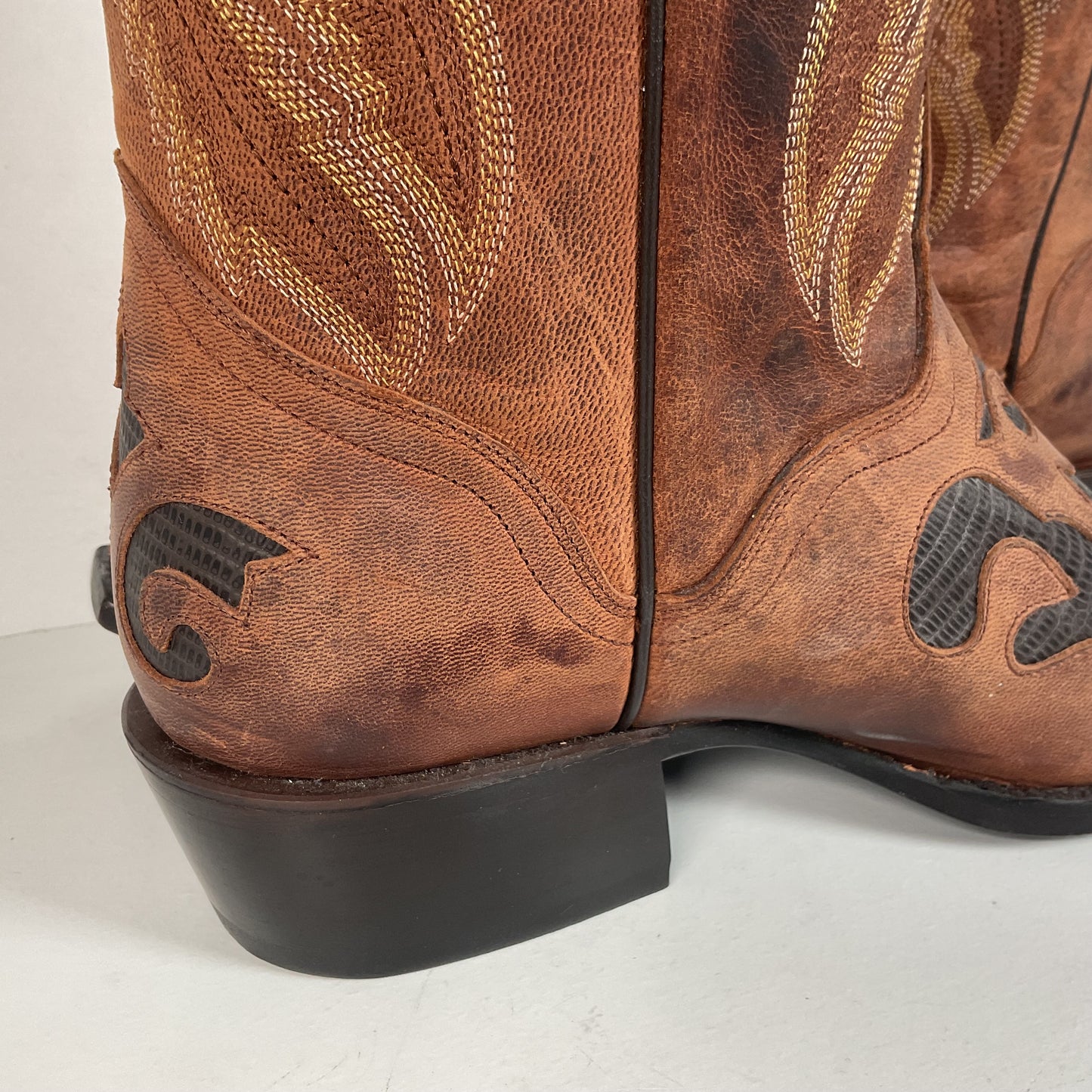 J. B. Dillon Goat Skin Cowboy Boots | Mad Dog | Tooled Inlays | Men’s 9 D