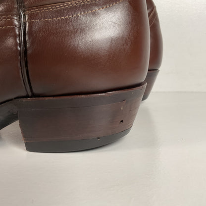 Vintage Justin Cowboy Boots | Brown Calf | Tooled Inlays | USA Made | Men’s 10 D