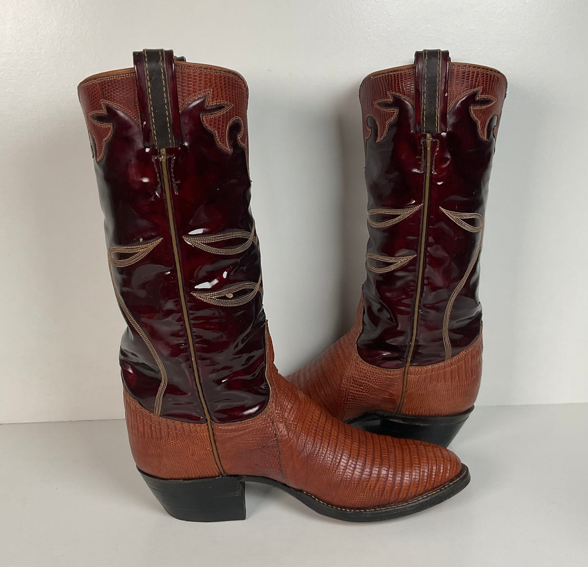 Vintage Tony Lama Teju Lizard Cowgirl Boots | Patent Leather | 6 C | Women’s 7