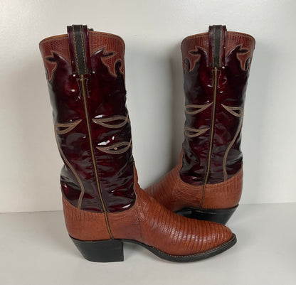 Vintage Tony Lama Teju Lizard Cowgirl Boots | Patent Leather | 6 C | Women’s 7