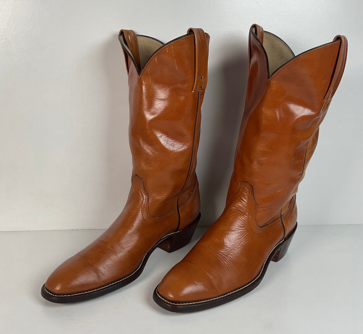 Vintage Frye Cowboy Boots | Burnished Brown Calf | French Toe | Men’s 10.5 D