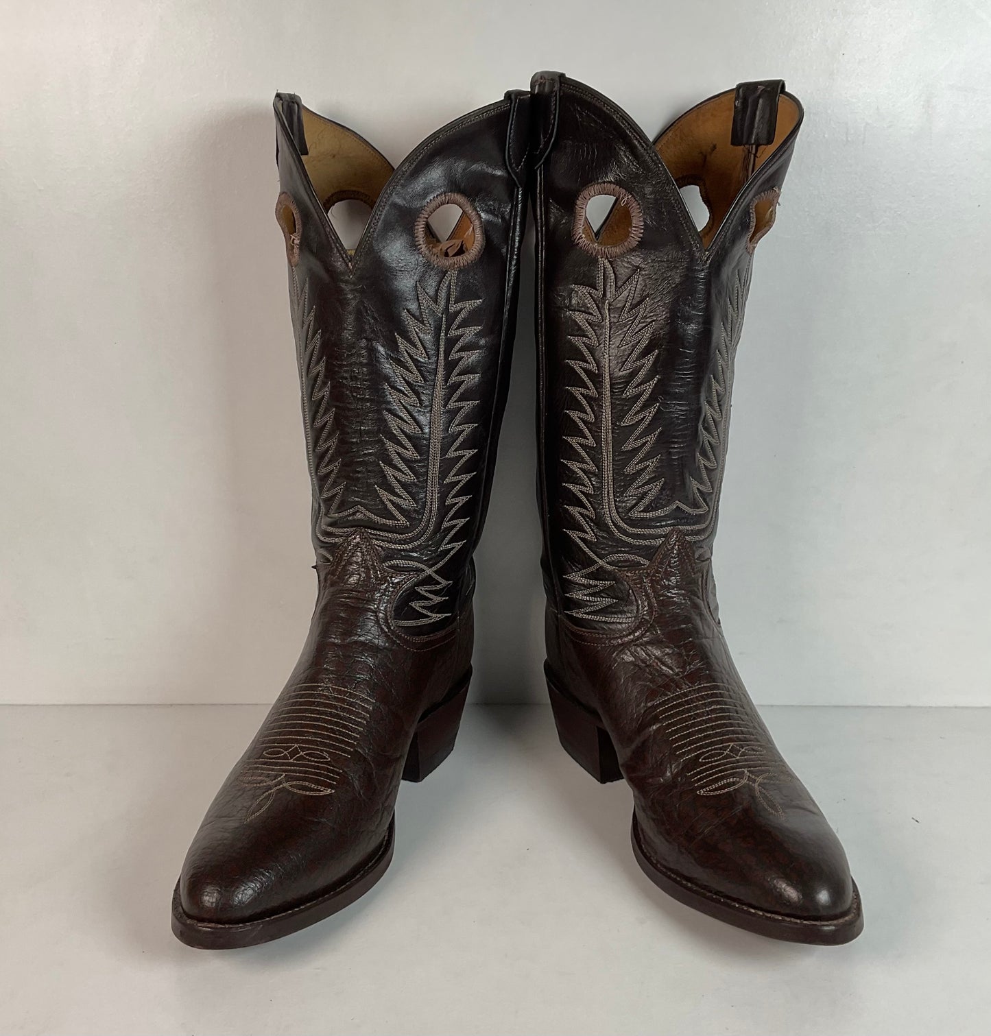 Vintage Tony Lama Caribou Cowboy Boots 8.5 EE Gold Label Exotic Buckaroo