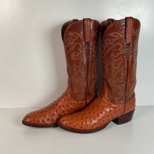 Lucchese San Antonio Ostrich Quill Cowboy Boots Men’s 9.5 B | Women’s 10.5