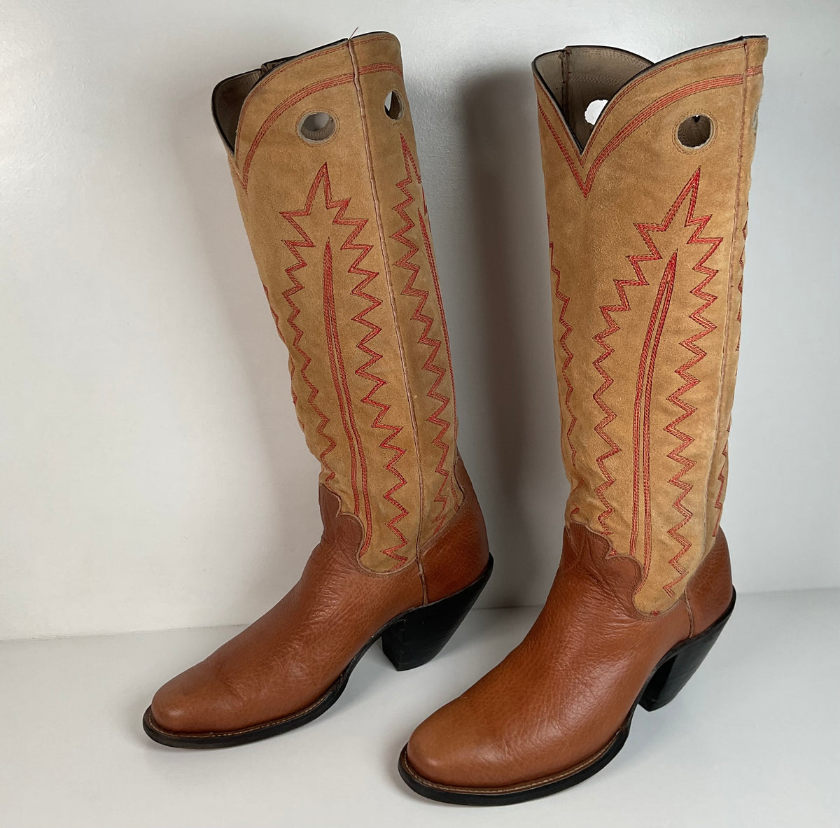Custom Buckaroo Cowboy Boots | Tall Top | Rough Out Suede Shaft | Men’s 11