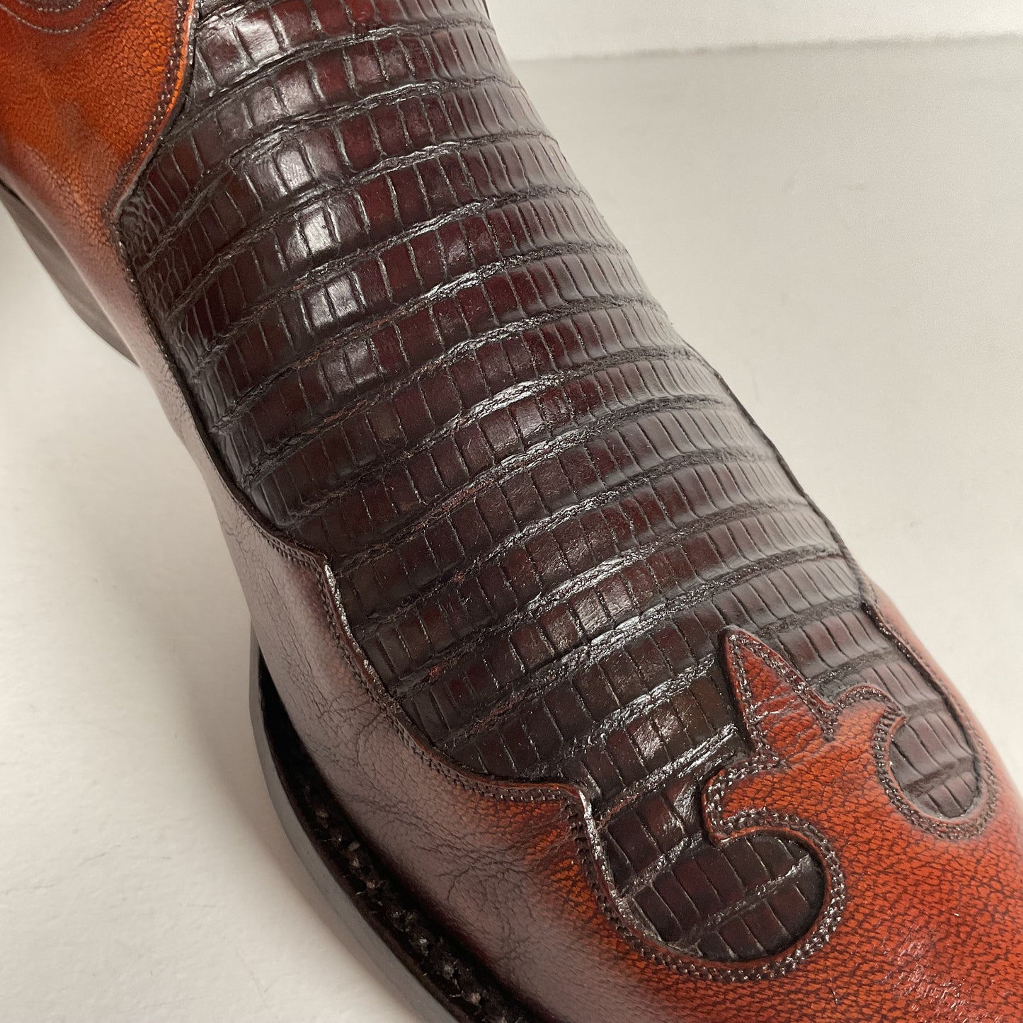 Vintage Lucchese Goat Skin Cowboy Boots | Lizard Inlay | Men’s 8.5 D