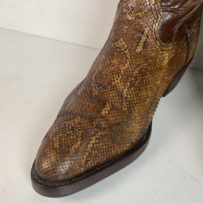 Vintage Nocona Boa Snakeskin Cowboy Boots 8 D Front Cut
