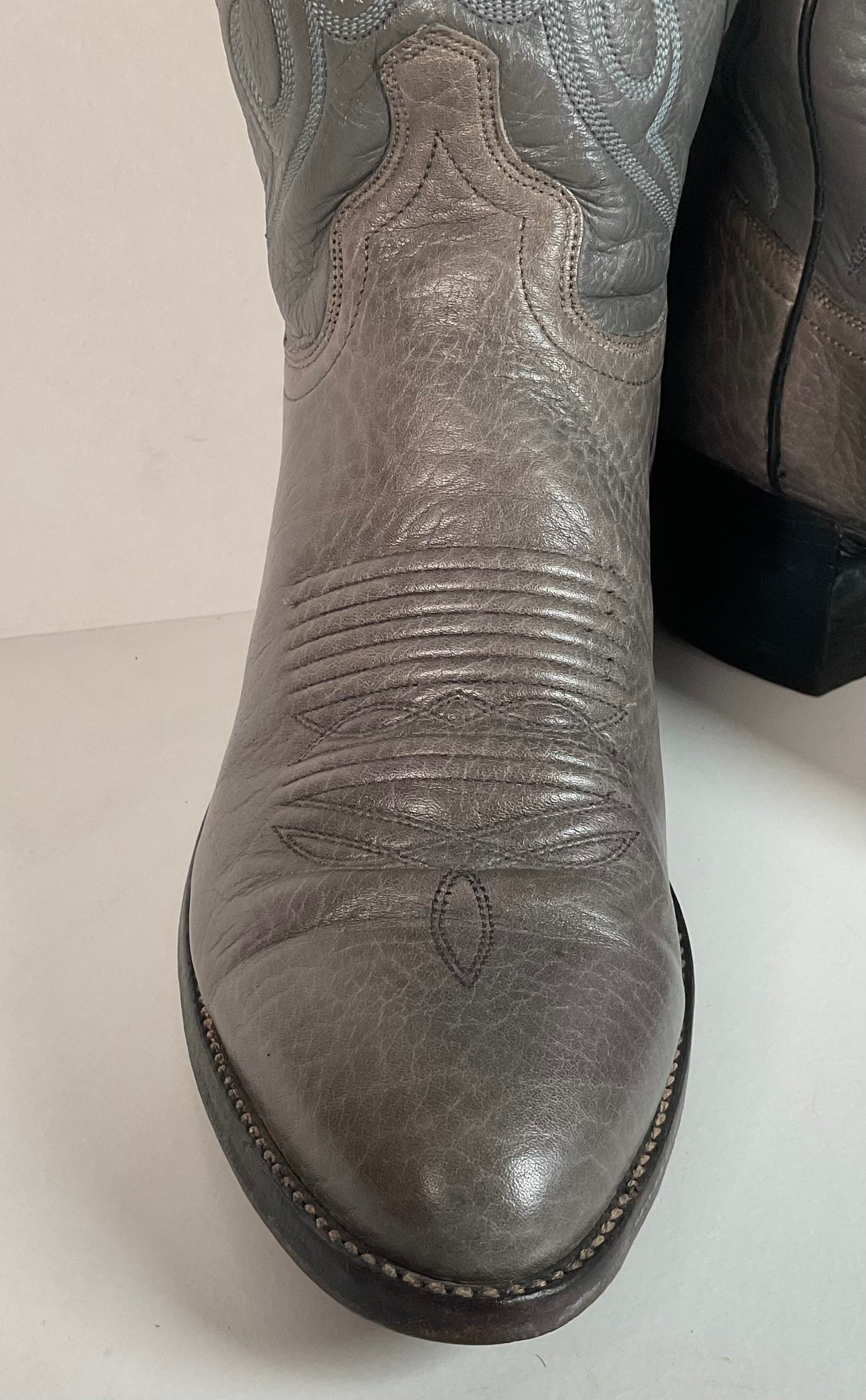 Vintage J. Chisholm Bullhide Cowboy Boots | Grey | USA Made | 10.5 D