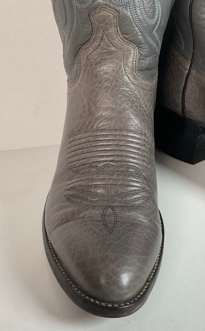 Vintage J. Chisholm Bullhide Cowboy Boots | Grey | USA Made | 10.5 D
