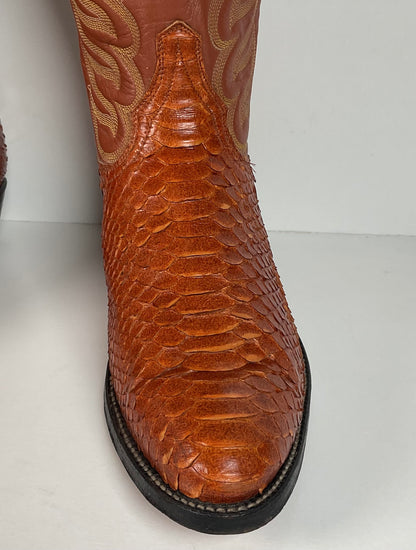 Vintage Tony Lama Python Snakeskin Cowboy Boots | Gold Label | Men’s 8 D