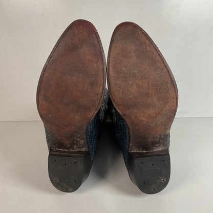 Vintage Nocona Dark Blue Python Cowboy Boots 9 EE Back Cut Snakeskin