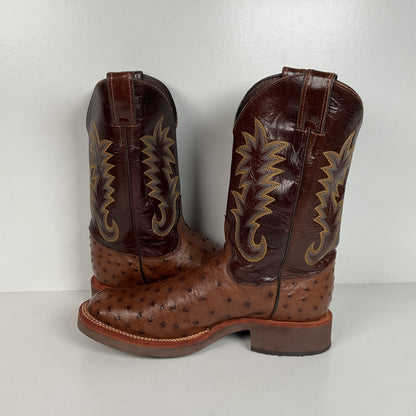 Justin Full Quill Ostrich Quill Roper Boots | Tekno Crepe | USA Made | Men’s 8 D
