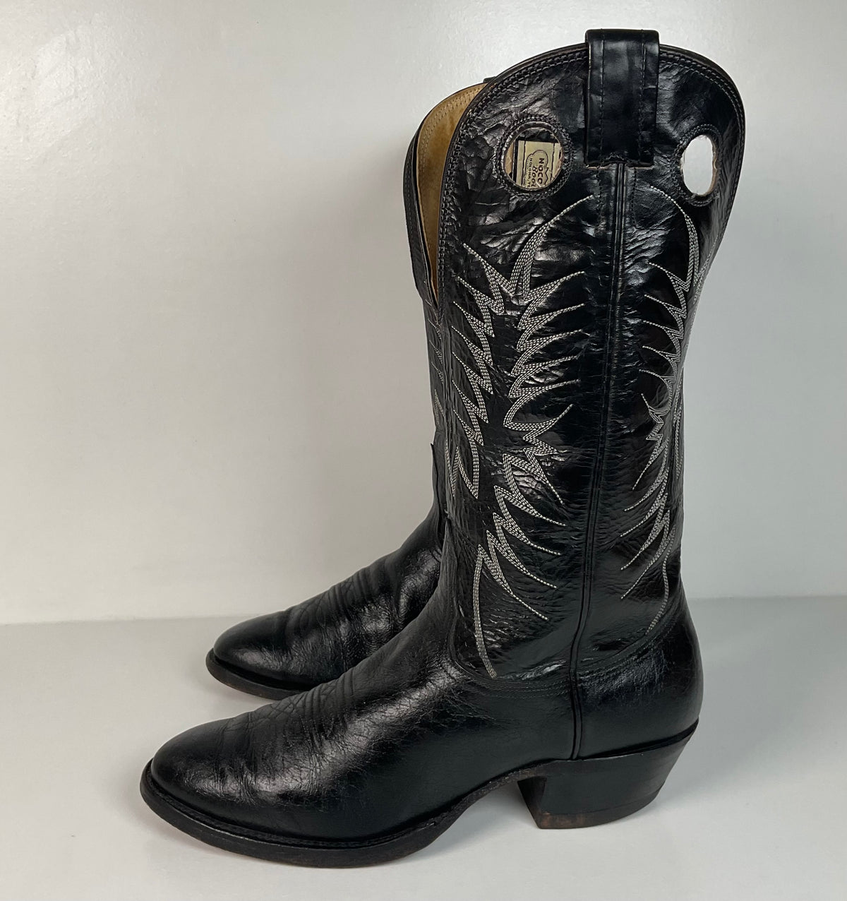 Vintage Nocona Caribou Buckaroo Cowboy Boots | Exotic | Black | Men’s 9.5 D