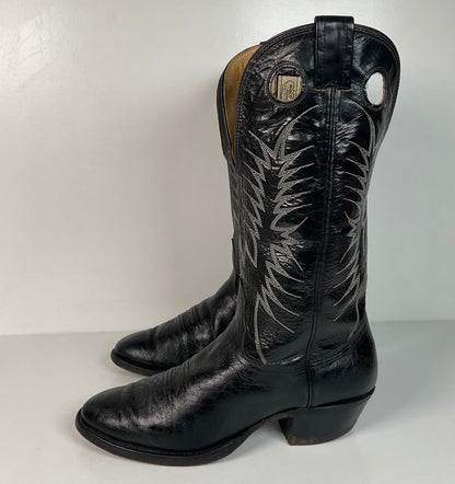 Vintage Nocona Caribou Buckaroo Cowboy Boots | Exotic | Black | Men’s 9.5 D