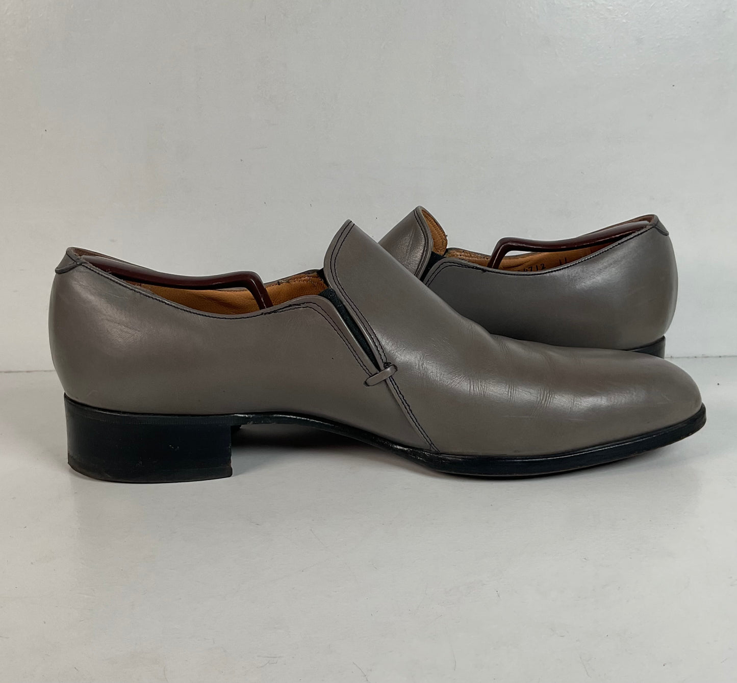 Vintage Johnston Murphy Aristocraft Grey Loafers 13 D Apron Toe USA Made