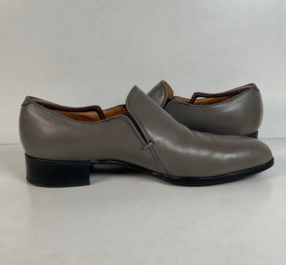Vintage Johnston Murphy Aristocraft Grey Loafers 13 D Apron Toe USA Made