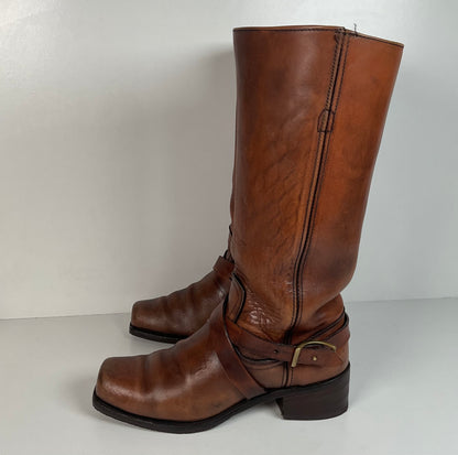 Vintage Frye Black Label | Harness Tanker Boots | Women’s 8 B