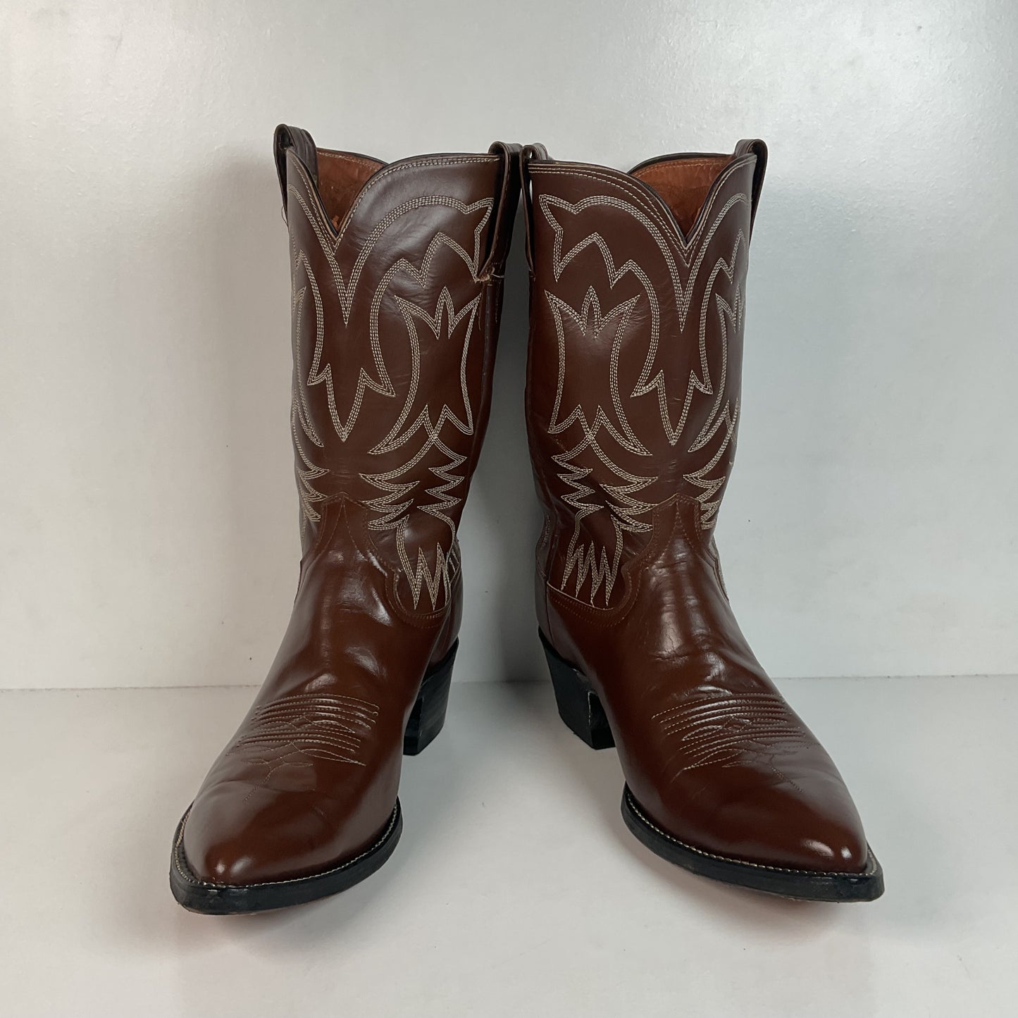 Vintage 1960s Cowtown Cowboy Boots 12 D Chocolate Brown