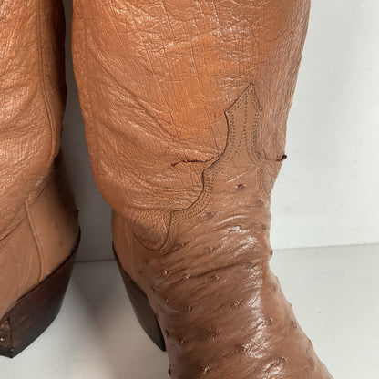 Vintage M.L. Leddy Full Ostrich Quill Cowboy Boots Custom Thrashed