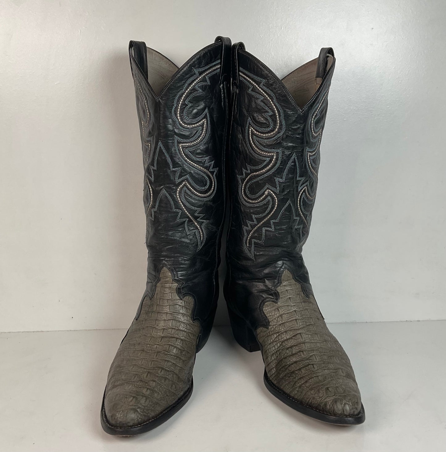 Vintage Larry Mahan Hornback Lizard Cowboy Boots 9.5 D Triad Thrashed HBL