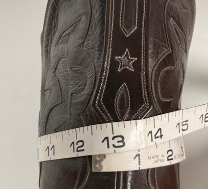 J.B. Hill for M.L. Leddy | Calfskin Cowgirl Boots | Dark Brown | Women’s 7 B